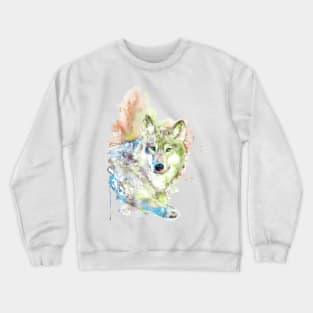 Wolf face watercolor Crewneck Sweatshirt
